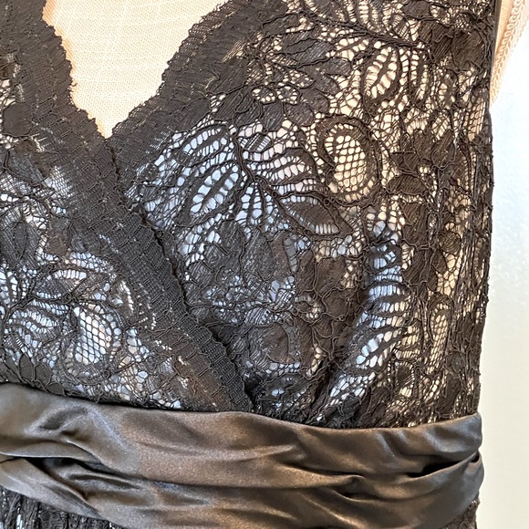 Black lace over silver gray sleeveless party dress, Pea in a Pod size Large - Picture 4 of 15